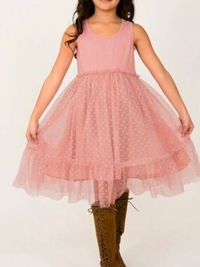 Joyfolie Darling Pink Tulle Dot Tank Dress